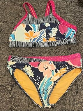 Athleta Girl Tropical Print Bikini Swimsuit Girls Kids Size 12
